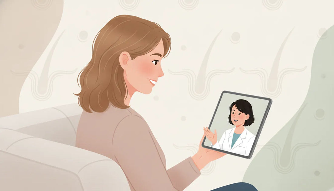 Woman discussing spironolactone for hair loss with a licensed provider